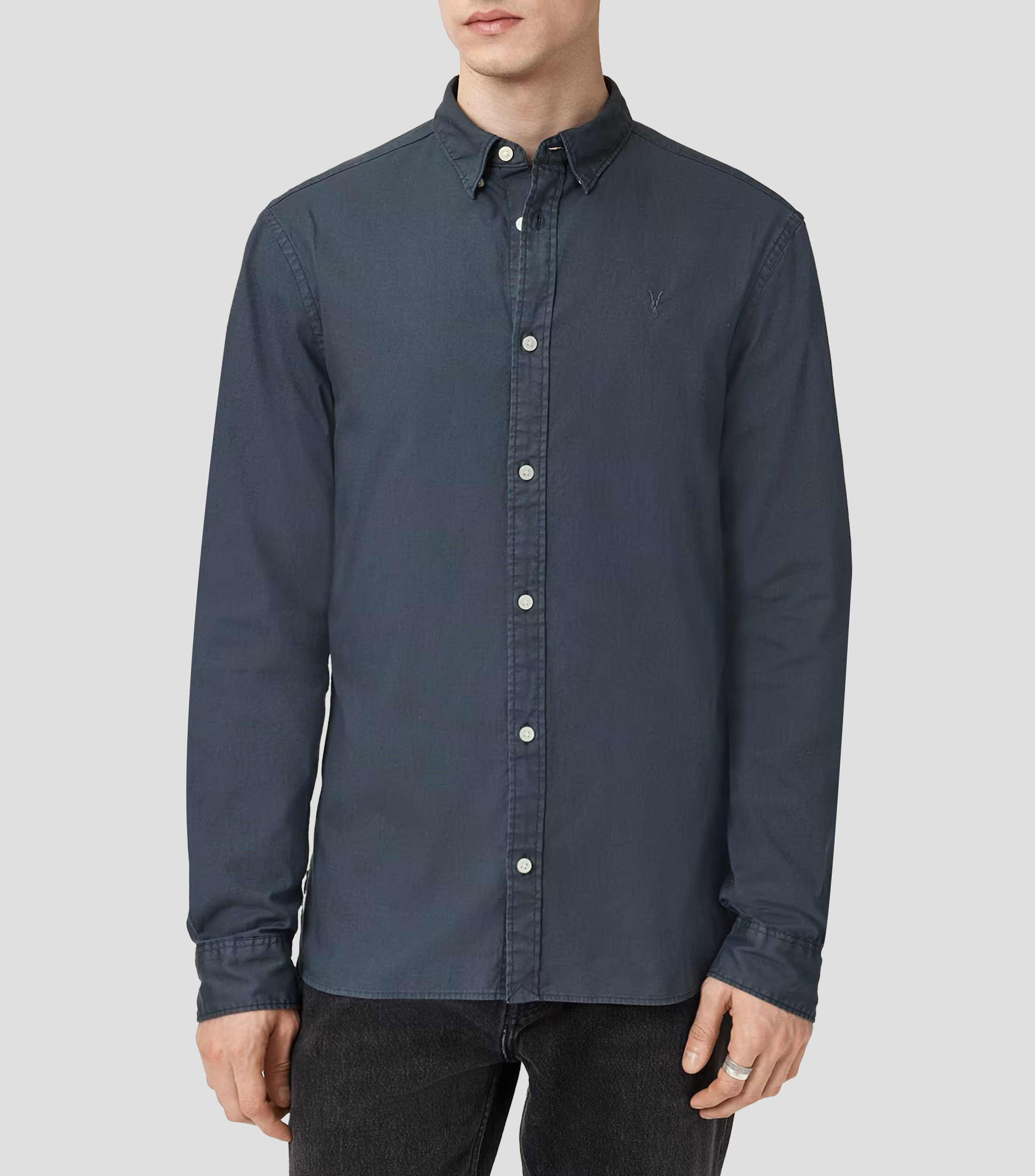 Camisa lisa manga larga Hombre